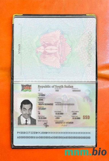 Sudan Południowy zdjęcie do paszportu pliki PSD, skan i fotografowany obraz